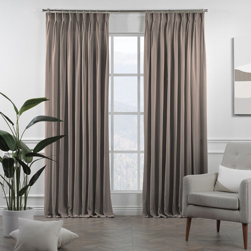 Room Darkening Single Curtain Panel, 190cm Width x 295cm Drop, Light Brown