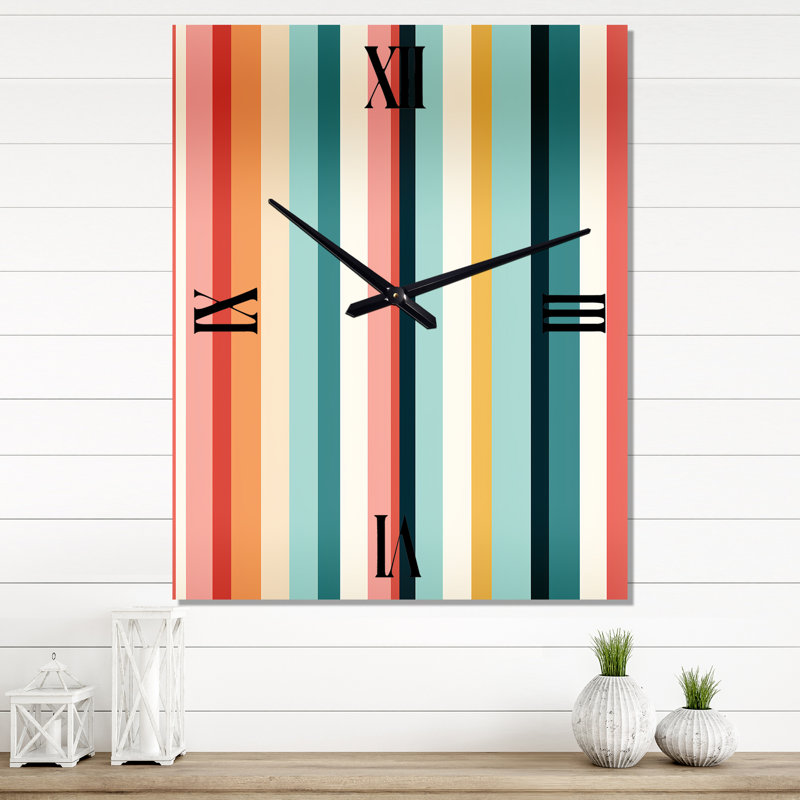 Jannat - Horloge murale rayée Mid-Century, Moyen