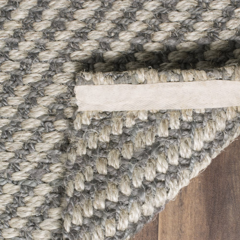 Tapis rayé en jute / sisal beige / gris Evie-Grace, Rectangle 9 pi x 12 pi