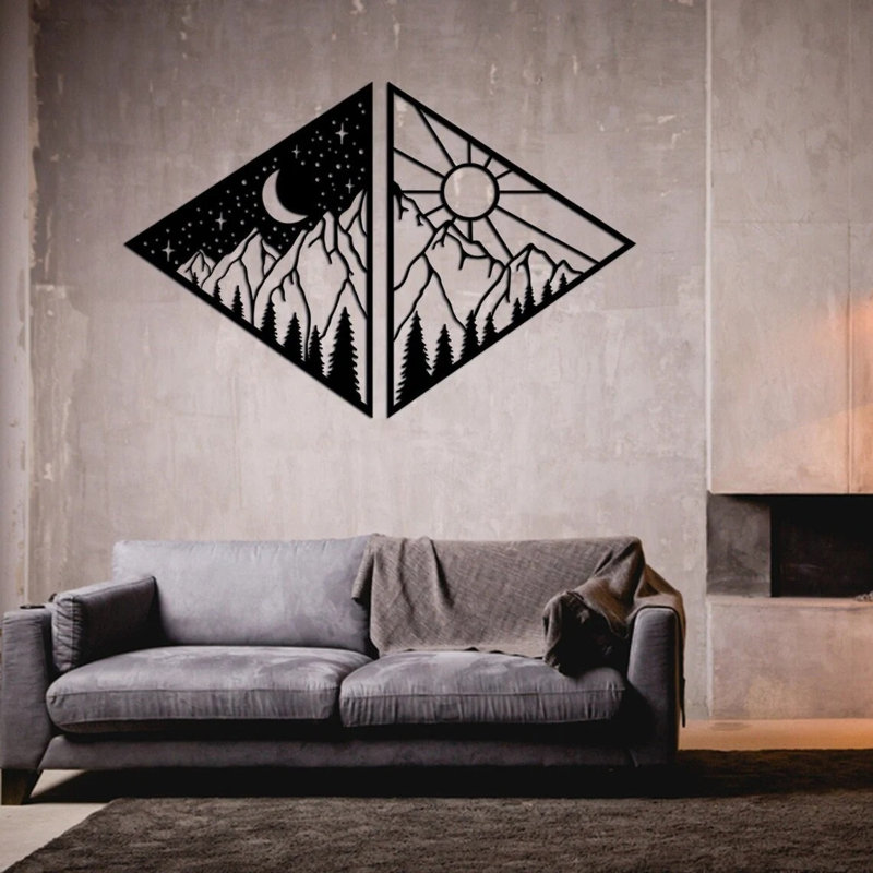 Handmade Rustic Wall Decor on Metal, 49cm H x 59cm W x 2cm D