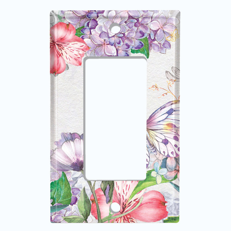 Plaque murale berçante à motif de bouquets de fleurs multicolores papillon blanc