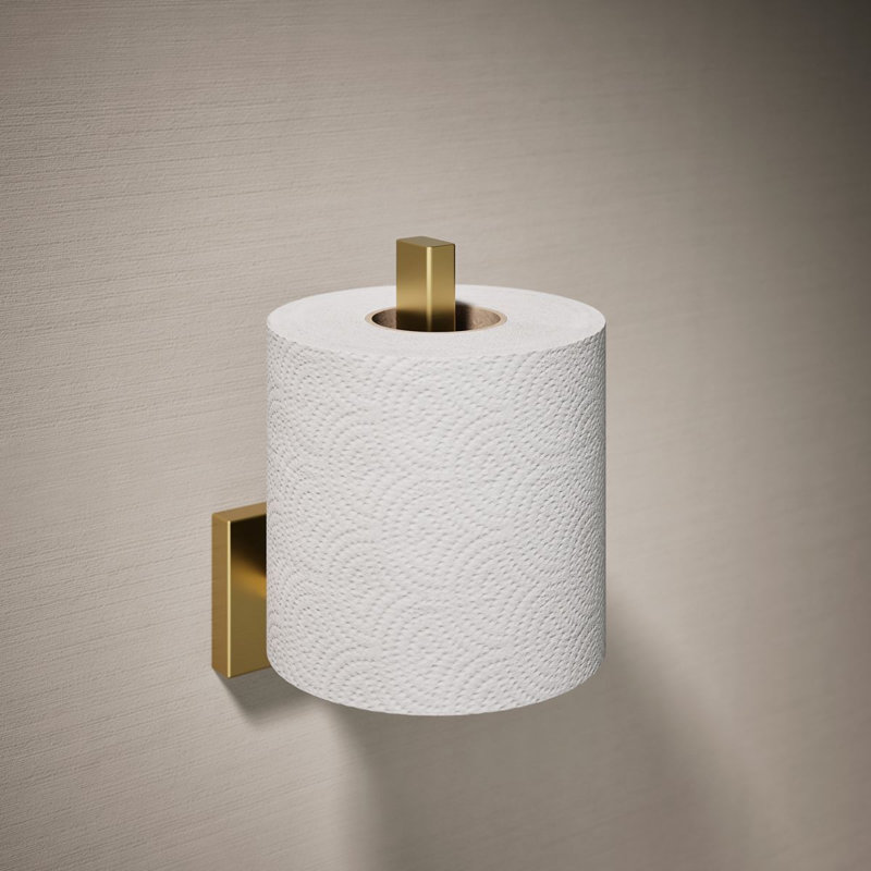 Square Vertical Toilet Tissue Holder, Vibrant Brushed Moderne Brass