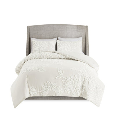 3 Piece Comforter , Cotton Chenille Floral, Floral , Bedroom Shabby Chic
