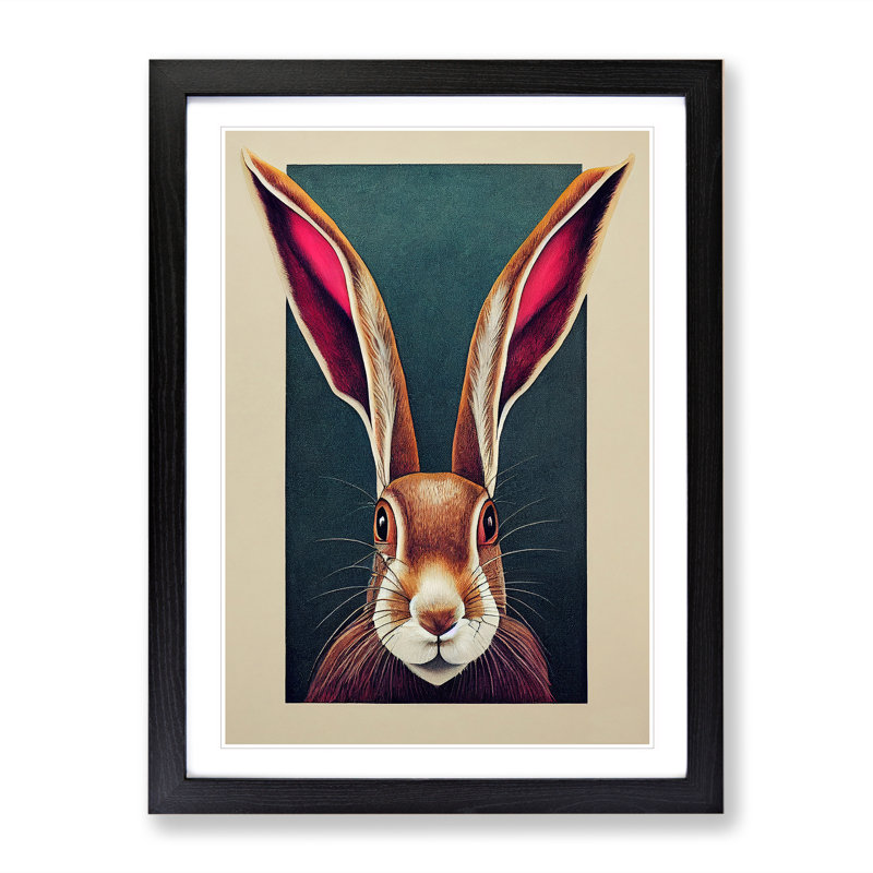 View Of A Hare - Single Picture Frame Print, 46cm H x 34cm W x 2cm D, Black