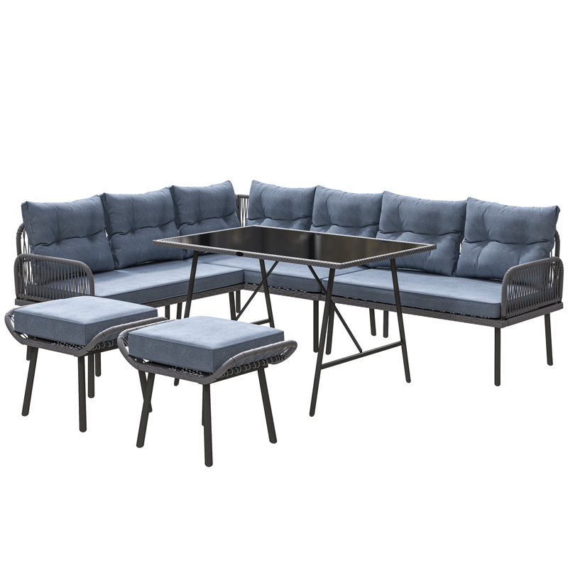 Rattan Sofa Set, Charcoal Grey