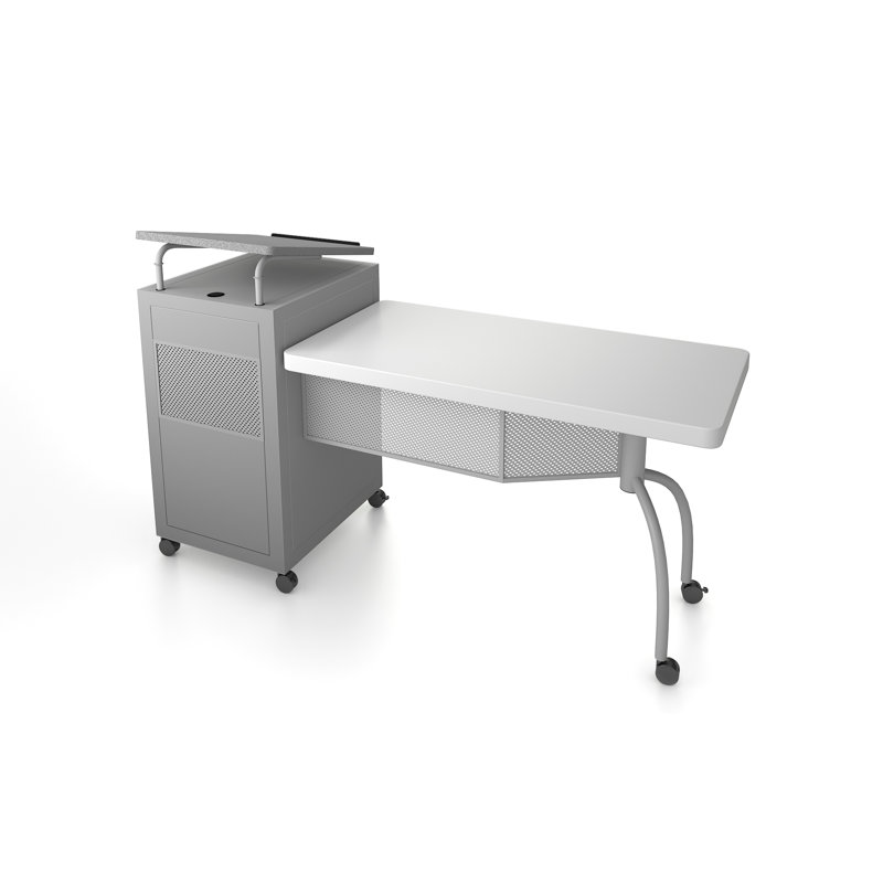 Oklahoma Sound Edupod Teacher's Desk & Lectern Combo, Grey Hammer Tone