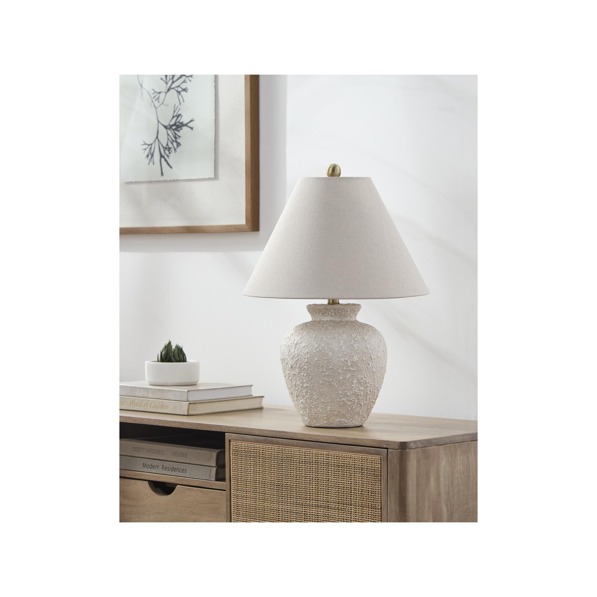 Calico Table Lamp, Cream Finish / Natural Shade