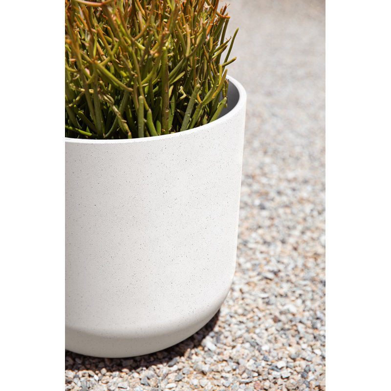 Mason Series White 10" Plastic-Stone Indoor/Outdoor Planter