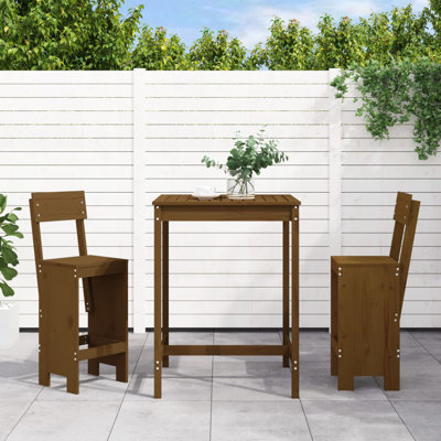 Netrapal 17 Stories Bar Set with Wood Frame and Solid Wood Outer Material