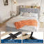 Base de lit rembourrée moderne avec tête de lit et tiroirs de rangement - Station de charge intégrée - Lattes de bois de couleur robuste - Robuste, sans bruit, aucun sommier nécessaire pour la chambre à coucher, appartement, chambre d'enfant ou chambre d'amis - COMPLET-1685046531