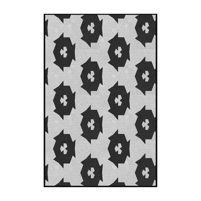Tapis noir/beige à motifs, Rectangle 3 pi x 5 pi