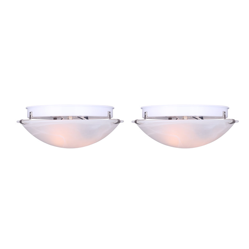 Plafonnier encastré simple en forme de bol à 2 lumières de 12 po Bertenshaw, Étain brossé