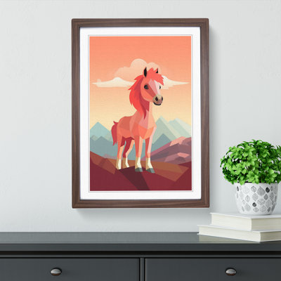 XYZ-FRM-V1223-5249 Pony Minimalism No.3 - Single Picture Frame Print on Wood