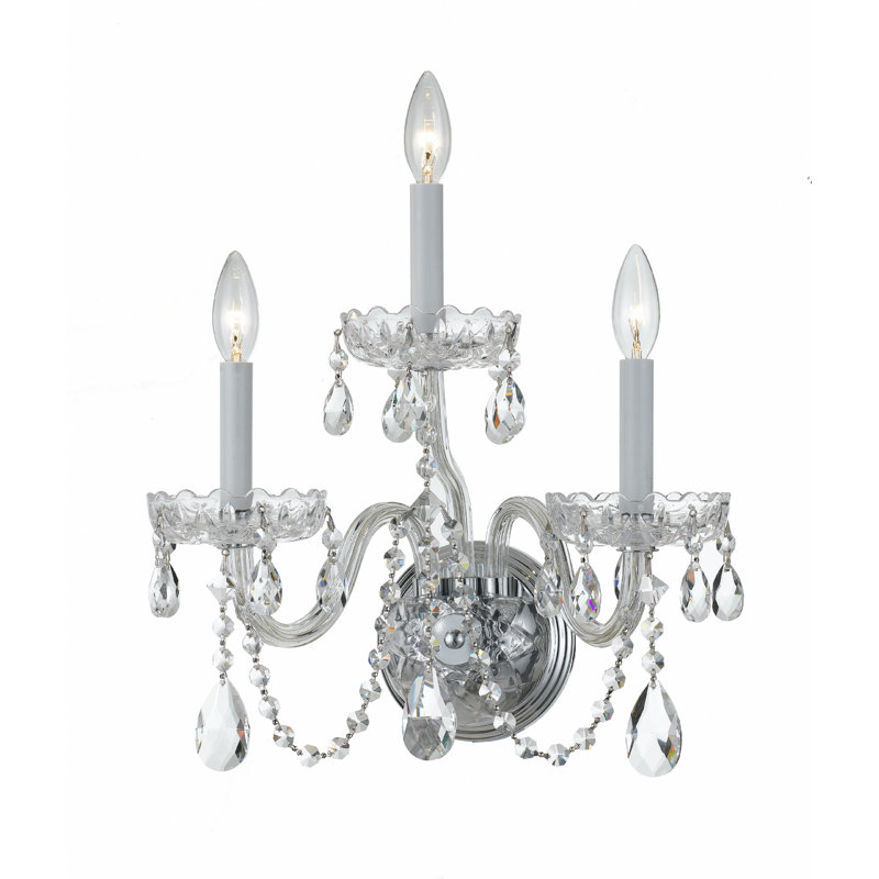 Eivind 3-Light Candle Wall Light, Majestic Wood Polish, Chrome