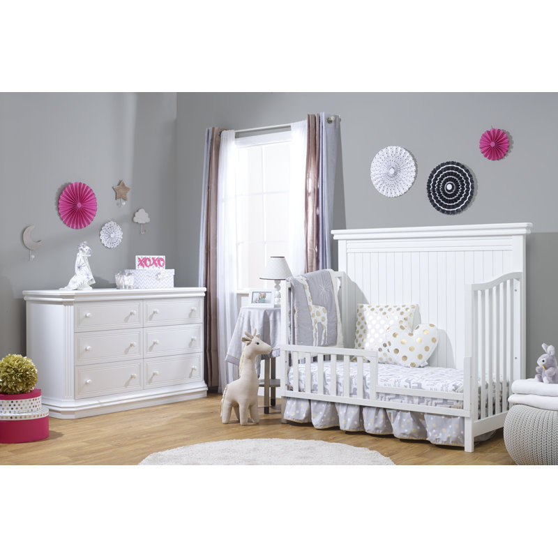 White Pine Wood 4-in-1 Convertible Crib with Slatted Design