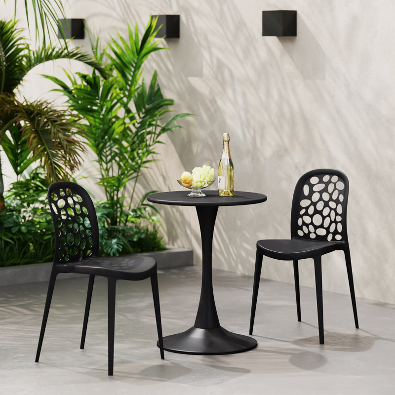 Ensemble repas d'extérieur rond, Noir