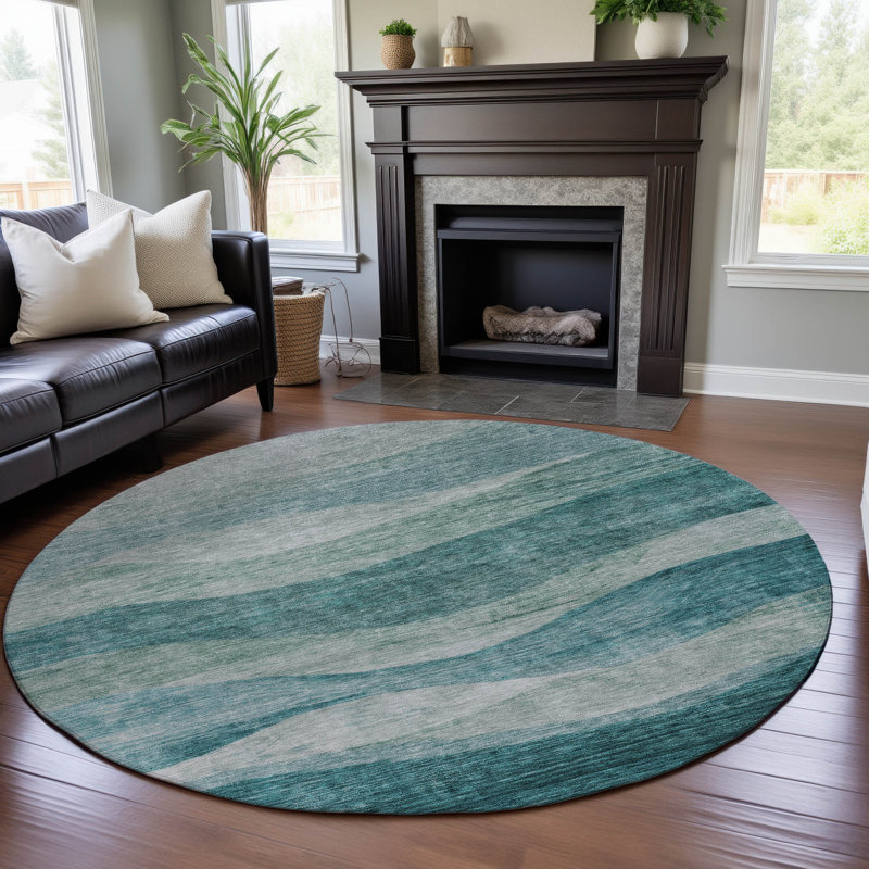 Premium Machine Washable Krause AMF1141 Swirls Rug, Round 8'