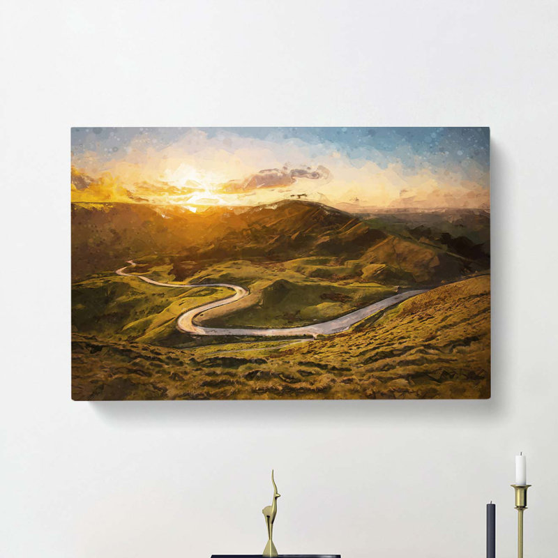 Mam Tor In The Peak District In Abstract - Wrapped Canvas Print, 60cm H x 91cm W x 3cm D