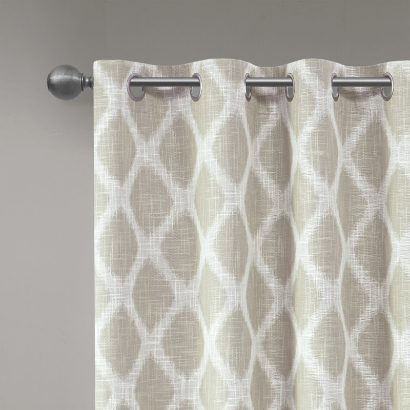 Blakesly Printed Ikat Blackout Single Curtain Panel, 50" W x 84" L, Taupe