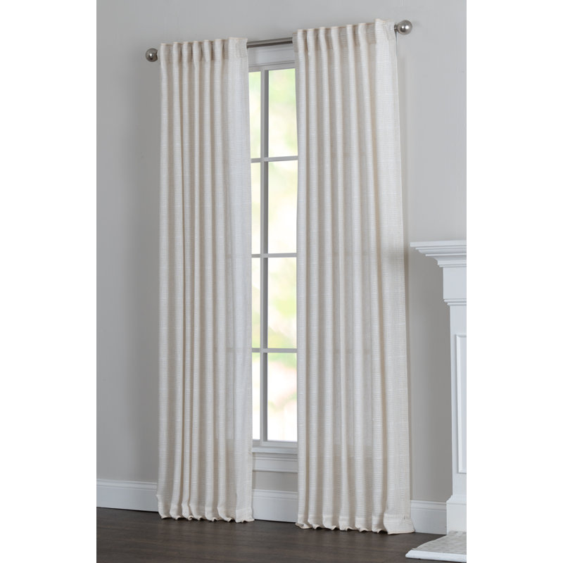 McManus Polyester / Linen Light-Filtering Horizonal Stripped Curtain Panel with Rod Pocket Top and Hidden Back Tabs , Cloud