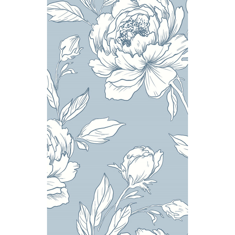 Double rouleau floral abstrait Arvella, Bleu cendré