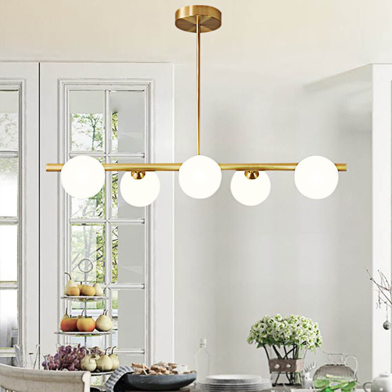 Lustre linéaire moderne pour îlot de cuisine à 5 lumières Yauhen