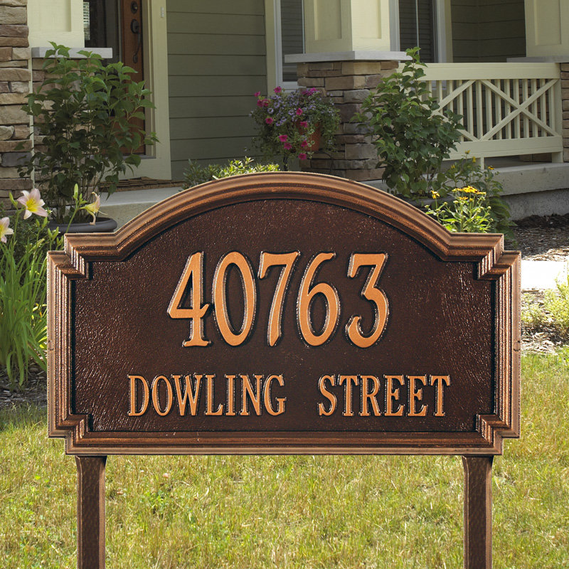 2-Line Lawn Address Sign, Antique Copper, Yes