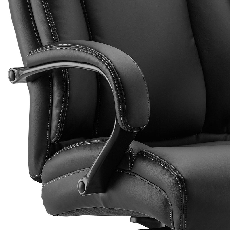 Grande et grande chaise de bureau avec accoudoirs rembourrés et siège réglable - peut supporter jusqu'à 500 lb, Noir
