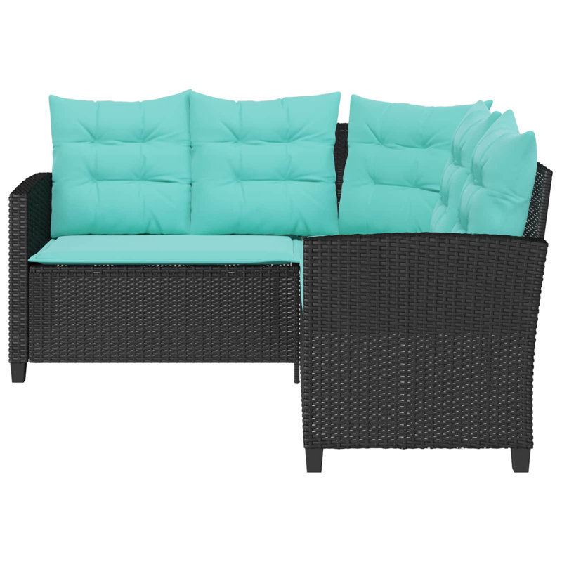 Vidaxl Outdoor Sofa Set With Cushion With Shelf 2 Pcs Poly Rattan Modern Patio