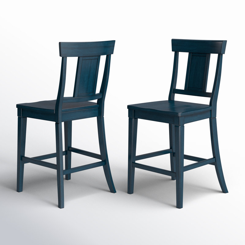 Fortville Solid Wood Counter/Bar Stool, Counter Stool (24.21" Seat Height), Antique Denim