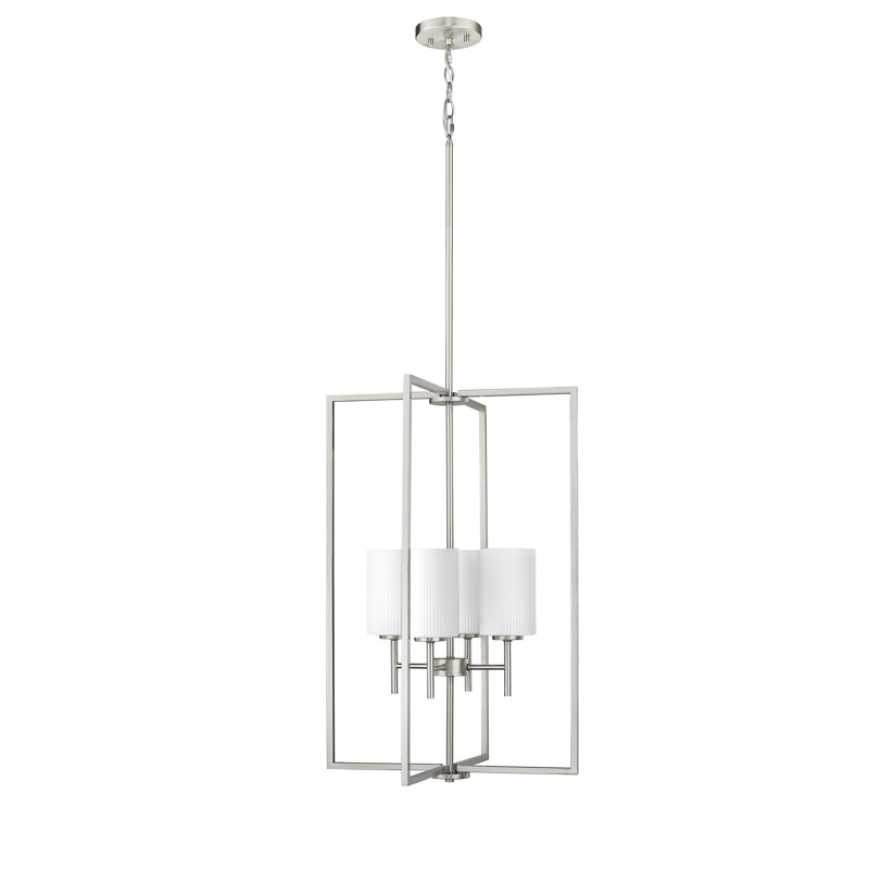 Luminaire suspendu rectangulaire à 4 lumières Sumika, Nickel brossé