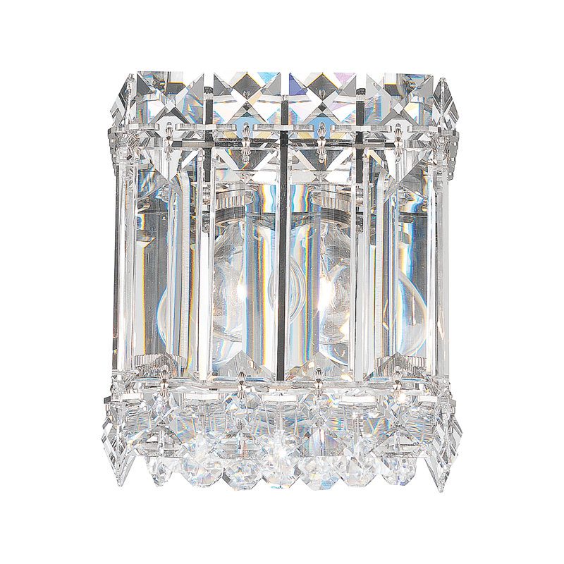 Quantum 1 Light 4.5in x 5in Wall Sconce in Polished Stainless Steel with Clear Optic Crystals, Czech