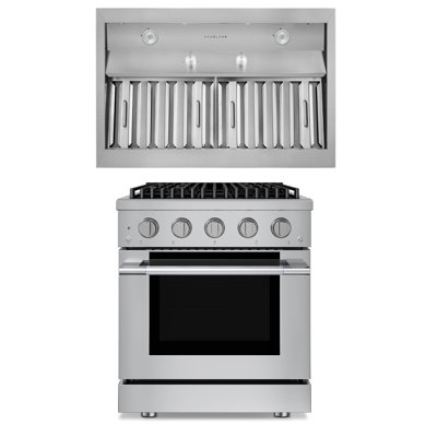 Hotte encastrable en acier inoxydable de 30 po Haus-rane In-r200 Pi. Cuisinière à double combustible 4 brûleurs jusqu'à 20 000 Btus