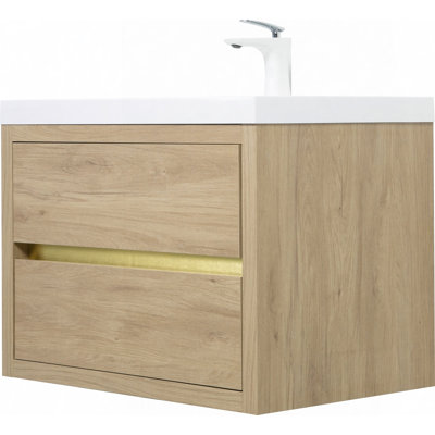 Wall-Mounted Bathroom Vanity With Sink, Floating Bathroom Storage Cabinet With Stone Resin Countertop And Soft Close Drawers