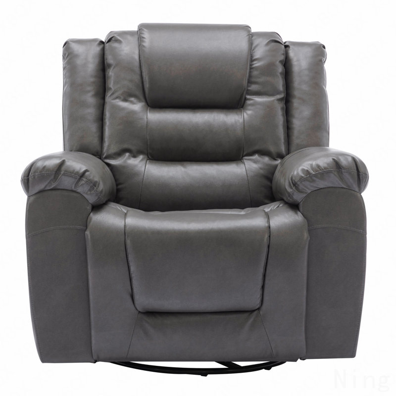 360° Swivel Rocking Home Theater Recliner - Manual, Wide Armrest, Living Room/Bedroom, Gray
