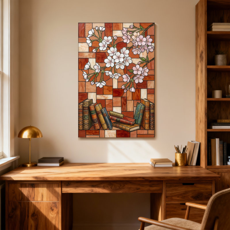 «Plants & Flowers Cherry Blossoms», impression sur toile de fond mosaïque, H 24 po x l 16 po