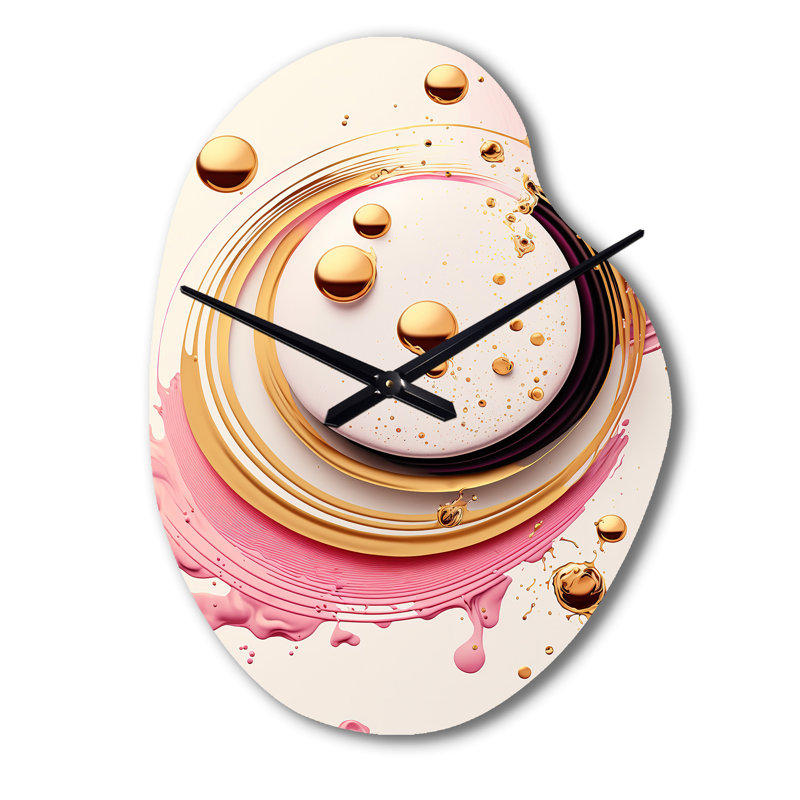Pink Watercolor Circular Abstract IV - Pear Shape Large Pink Wall Clock Sculpture, Small