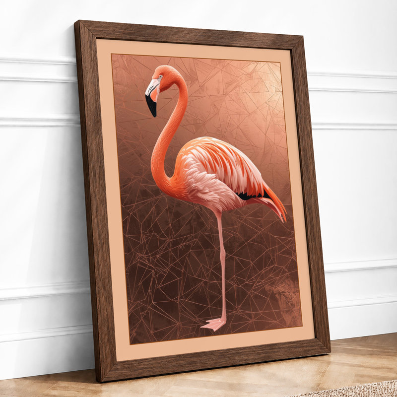 Flamingo in Repose Boho - Framed Print, A1 - 84.1 x 59.4 cm, Walnut