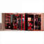 Structure de lit mezzanine moderne High-Tech avec lumières RVB intégrées et ports de charge, bois massif rouge riche