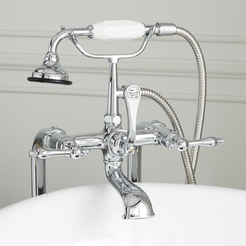 Telephone Style Floor Mounted Tub Faucet with Lever Handles, Chrome