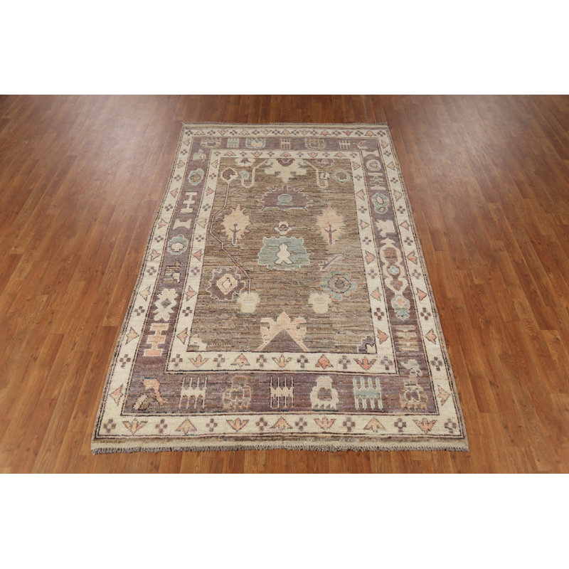 Tapis turc teint à la main brun Oushak 5 x 8