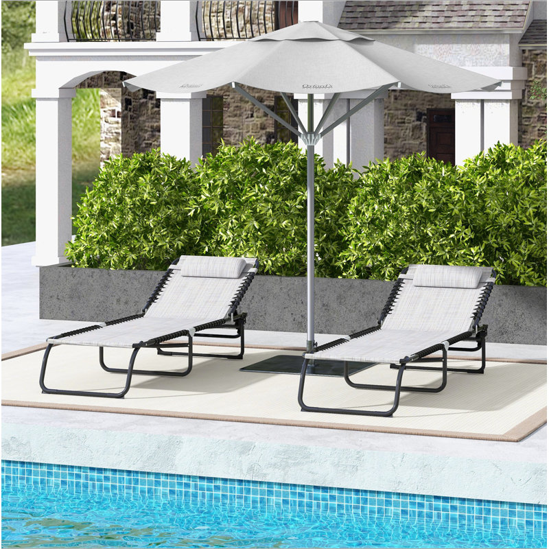 Ensemble de 2 chaises longues pliantes Outsunny