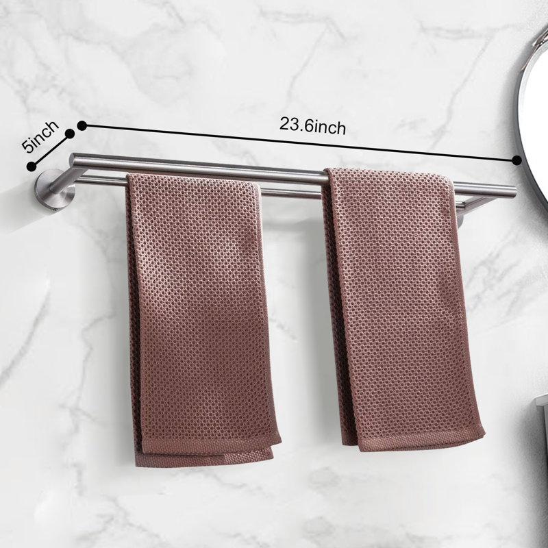Double Wall Mounted Towel Bar, Chrome