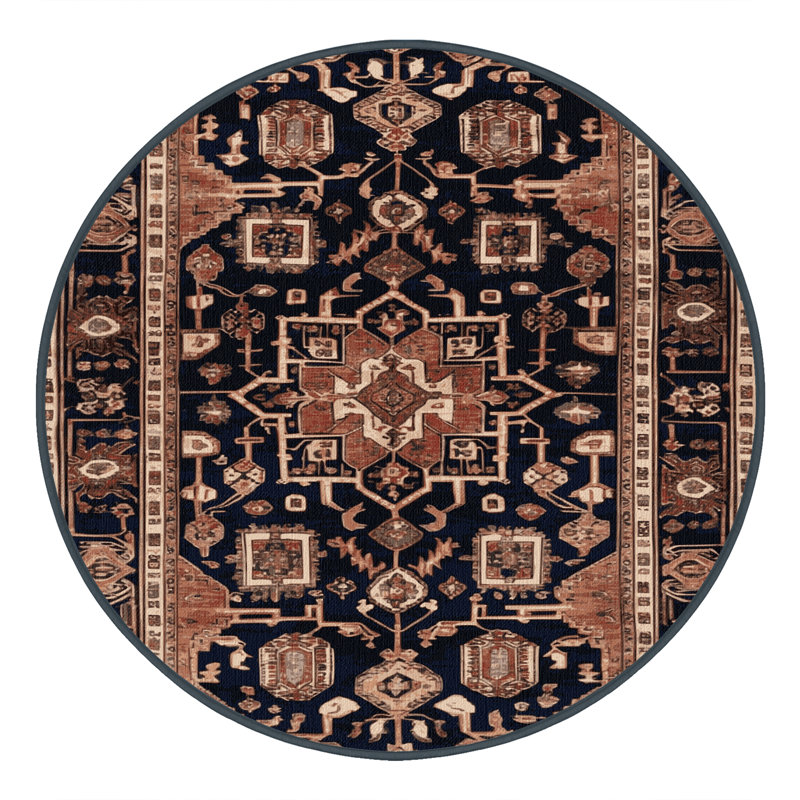 Tapis brun lavable à la machine, Rond 7 pi