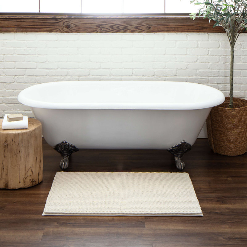 Wagnon Plush Memory Foam Stain/Fade Resistant Non-Slip Machine Washable Bath Mat, Parchment, 20" W x 34" L