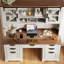 Bureau de ferme l 60 po avec huche, bureau de direction en bois avec portes de grange coulissantes, 2 armoires de rangement-953842025