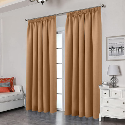 Blackout Pencil Pleat Curtains - Thermal Insulated, Light Blocking Window Drapes