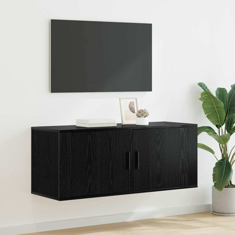 TV Stand, 40cm H x 100cm L x 34.5cm W, Black Oak