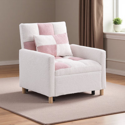 Canapé-lit convertible, fauteuil réglable avec coussin, fauteuil multifonctionnel avec tissu en peluche doux pour le salon, le dortoir, un appartement, une chambre ou un bureau