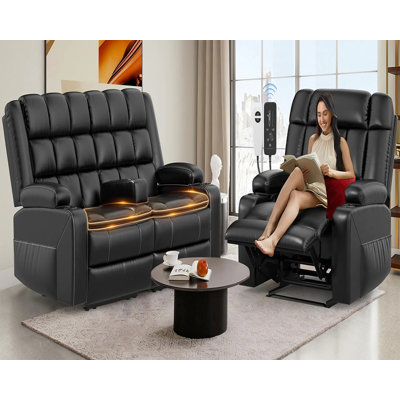 Removable Theater Seating Recliner Sofa 3-Seater Power With LED